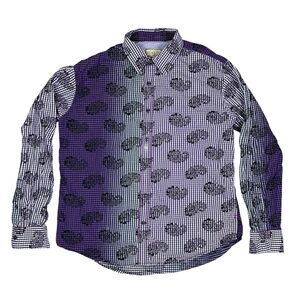 Vintage Italia Men's Button Up Long Sleeve Shirts Size XL Purple Stripe Floral